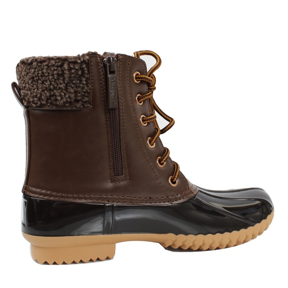 Size 6 Brown Faux Leather Faux Fur Cuff Duck - Picture 3 of 8